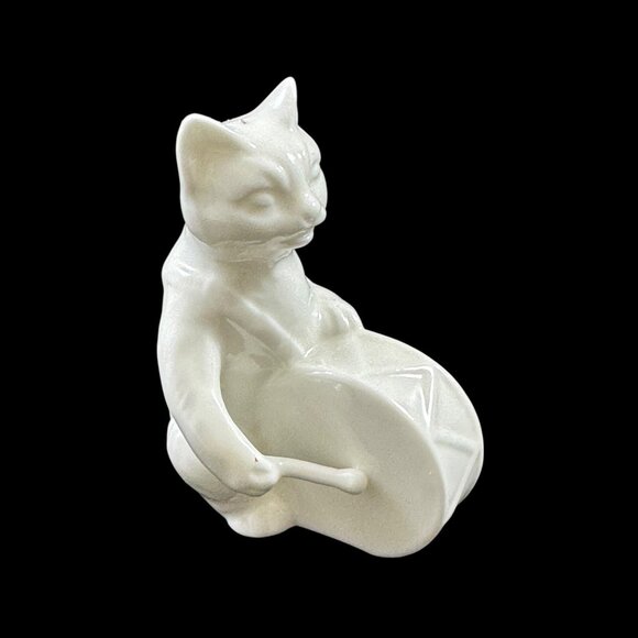 5 White Porcelain Cats Figurines Band Instruments Philip Stahl Vintage 1970s - Picture 6 of 7